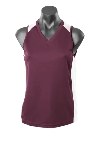 Aussie Pacific Premier Ladies Singlet 2101 Casual Wear Aussie Pacific Burgundy/White 8